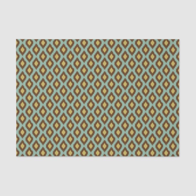 Papel De Seda Moderno amarelo azul do ikat tribal moderno (Frente )
