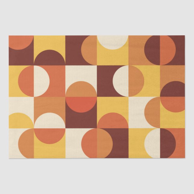Papel De Seda Moderno de Meados do Século Meios círculos amarelo (Frente )