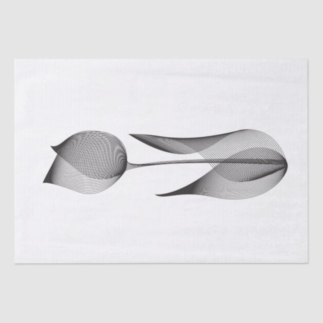 Papel De Seda Moderno Efeito da Moiré Tulip Floral Mínimo Preto (Frente )