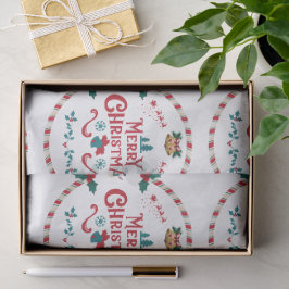 Papel De Seda Moderno Natal Bege Vermelho Verde Festivo
