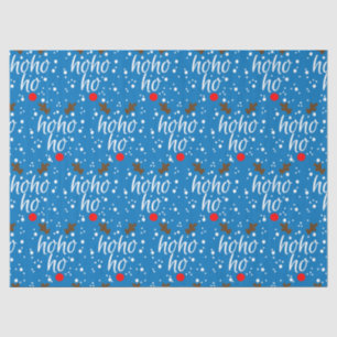 Papel De Seda Moderno Script de Natal Ho-Ho-Ho Aqua Decoupage