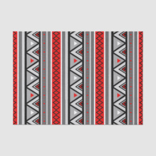 Papel De Seda Moderno Sudoeste Geométrico, Vermelho e Cinzas /