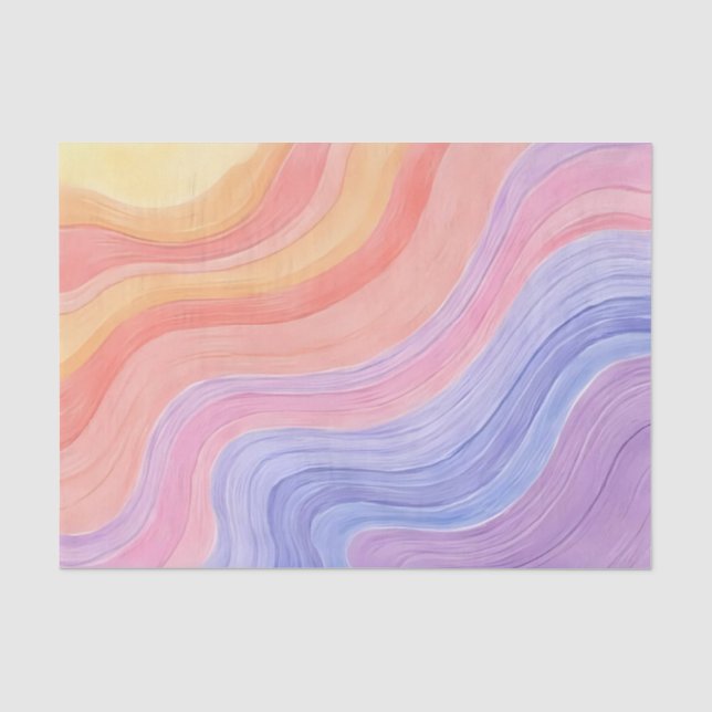 Papel De Seda Mola d'água Pastel Arco-íris Textura ondulada (Frente )