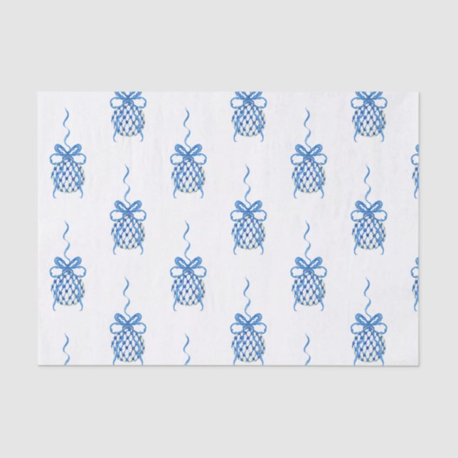 Papel De Seda Molas de Água Azul Chinoiserie Natal (Frente )