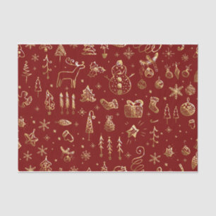 Papel De Seda Moldagem de Padrão de Natal Elegante Vermelho e Do