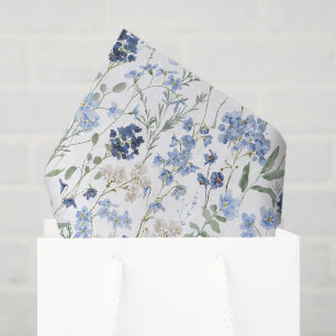 Papel De Seda Moldura de Aquarela de Flor Silvestre Azul
