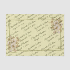 Papel De Seda Moldura de Rosa – Monograma Casamento Amarelo Cele