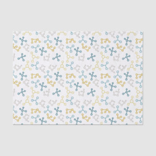 Papel De Seda Moléculas azuis, amarelas e cinzas de plástico
