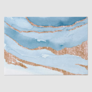 Papel De Seda Molho Dourado Azul Faux Marble, Decoupage, Artesan