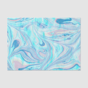 Papel De Seda Molhos de Mármore Azul e Rosa Pastel