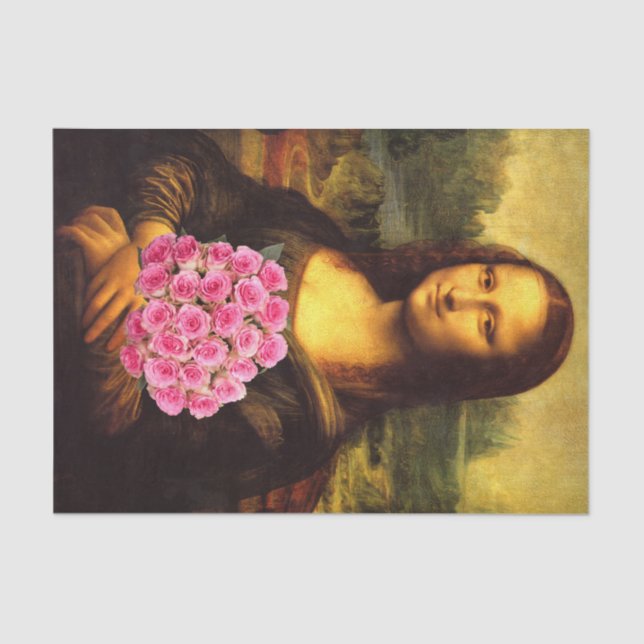 Papel De Seda Mona Lisa Adora Rosas Rosa (Frente )