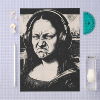 Papel De Seda Mona Lisa Rosto de Bateria Amantes de Música DJs
