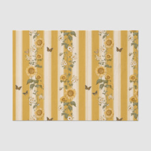Papel De Seda Monarca Borboleta País Girassol Dourado