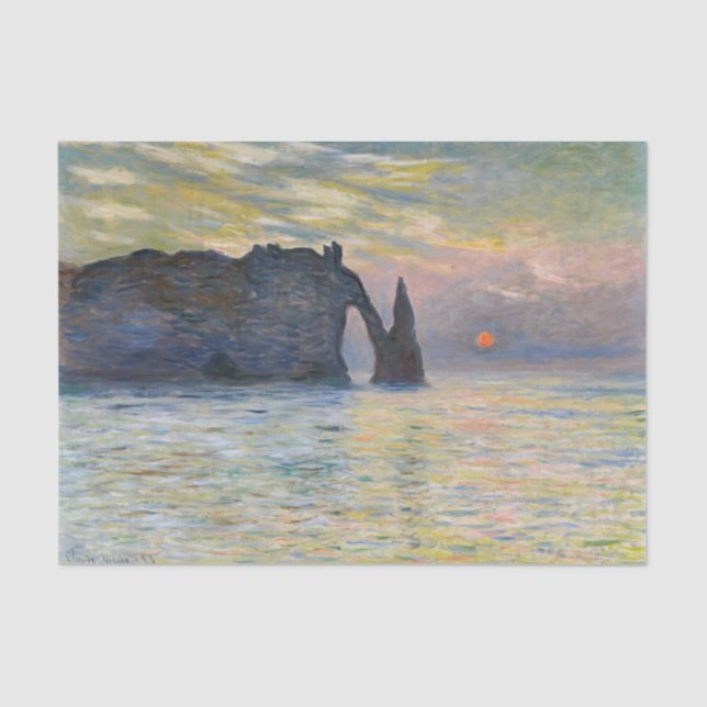 Papel De Seda Monet - Manneport, Cliff em Etretat, Sunset (Frente )