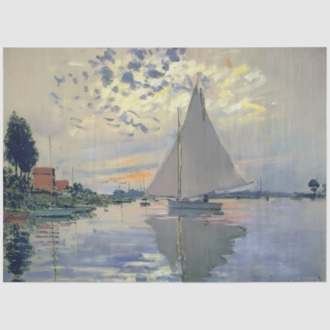 Papel De Seda Monet Sailboat French Impressionism Classic Art (Frente )