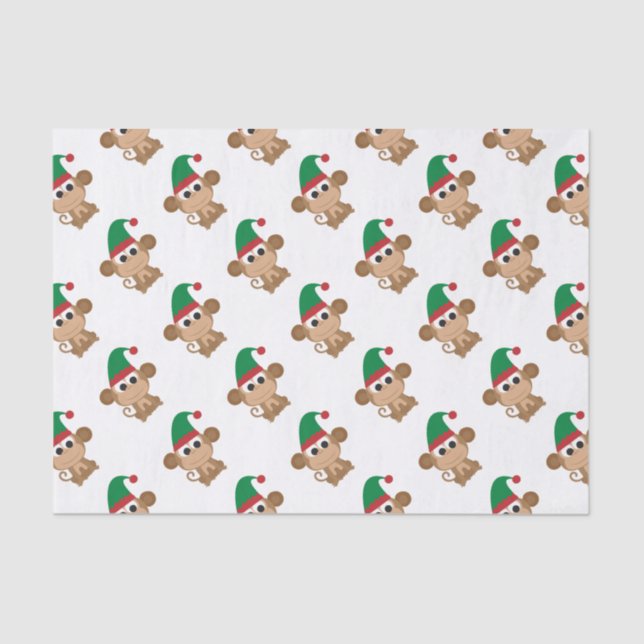 Papel De Seda Monkey Christmas Elf (Frente )