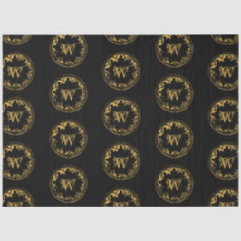 Papel De Seda Monograma com Dificuldade de Vintage Rústica Preta