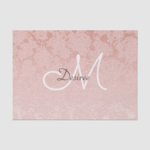 Papel De Seda Monograma Cor-de-Rosa Esbranquiçada Arte Moderna 