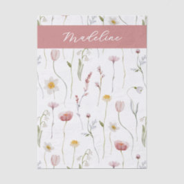 Papel De Seda Monograma de Aquarela de Flor Silvestre Rosa Empoe