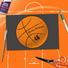 Papel De Seda Monograma de basquetebol | Personalizado