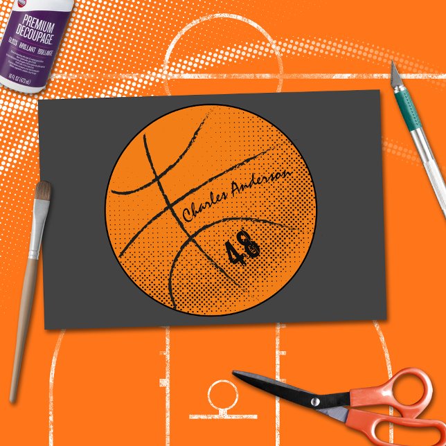 Papel De Seda Monograma de basquetebol | Personalizado (Criador carregado)