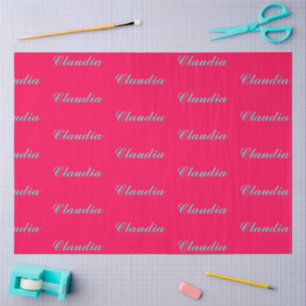 Papel De Seda Monograma de bloco de cor em rosa fúcsia quente