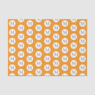 Papel De Seda Monograma de Bolinhas Laranja