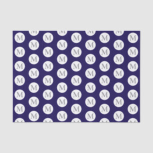 Papel De Seda Monograma de Bolinhas marinho Azul
