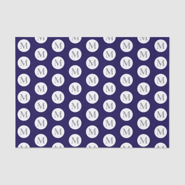 Papel De Seda Monograma de Bolinhas marinho Azul (Frente )
