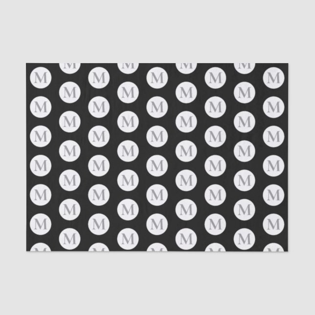 Papel De Seda Monograma de Bolinhas Preta (Frente )