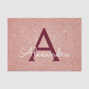 Papel De Seda Monograma de Brilho Dourado com Rosa Rosa Rosa Ros