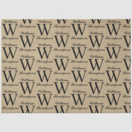 Papel De Seda Monograma de Caligrafia Russo Kraft Brown Script