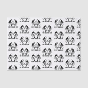 Papel De Seda Monograma de Caranguejo em Estilo Preto