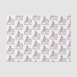 Papel De Seda Monograma de Cockatoa Rosa Whimsical