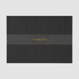 Papel De Seda Monograma de Letra Elegante Preto e Dourado