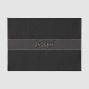Papel De Seda Monograma de Letra Elegante Preto e Dourado