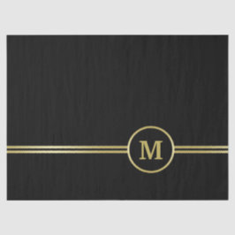 Papel De Seda Monograma de ouro elegante a preto