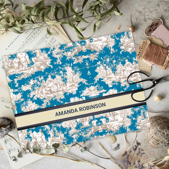 Papel De Seda Monograma de Torquoise Azul de Jouy (Criador carregado)