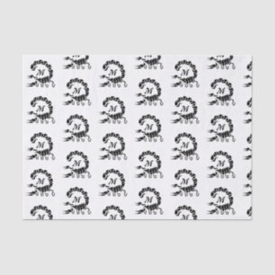 Papel De Seda Monograma do Escorpião Negro Tribal