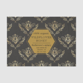 Papel De Seda Monograma Dourado da Rainha Bee Apiary