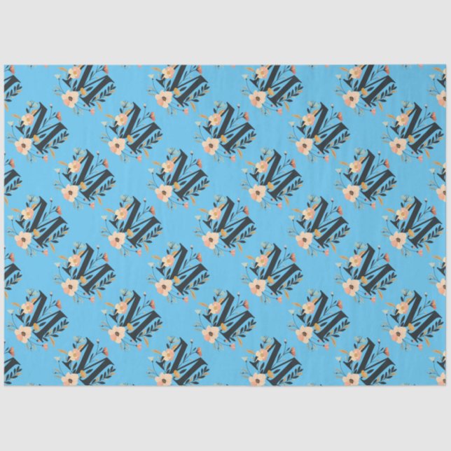 Papel De Seda Monograma Elegante design - Letra M padrão 1 (Frente )