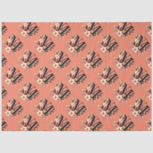 Papel De Seda Monograma Elegante design - Letra M padrão 1