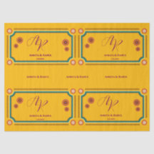 Monograma Floral Amarelo Inicial Casamento Indiano