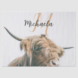 Papel De Seda Monograma inicial do retrato das vacas altas