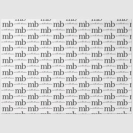 Papel De Seda Monograma Inicial do Script de Tendência Branco Pr