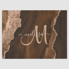 Papel De Seda Monograma Personalizado de Agitação Lítida Dourada