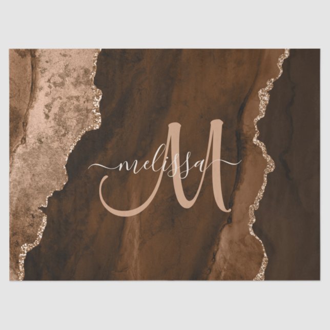 Papel De Seda Monograma Personalizado de Agitação Lítida Dourada (Frente )