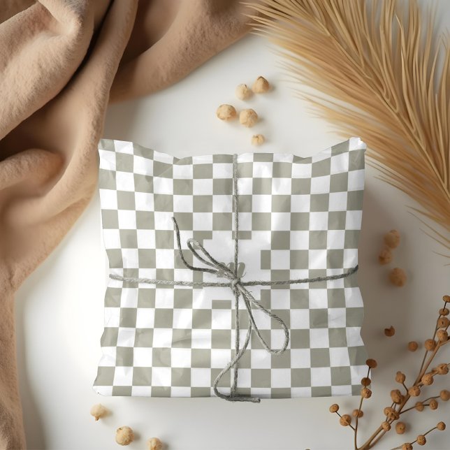 Papel De Seda Monograma Personalizado de Padrão Verificado Retro (Modern Retro Chequered Pattern Custom Monogram Tissue Paper)