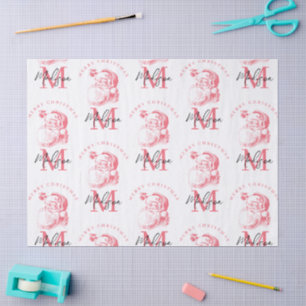 Papel De Seda Monograma Personalizado Feliz Natal Papai Noel Ros