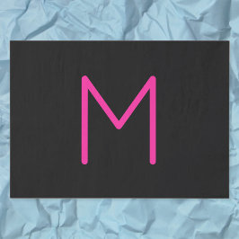 Papel De Seda Monograma rosa e preto moderno editável